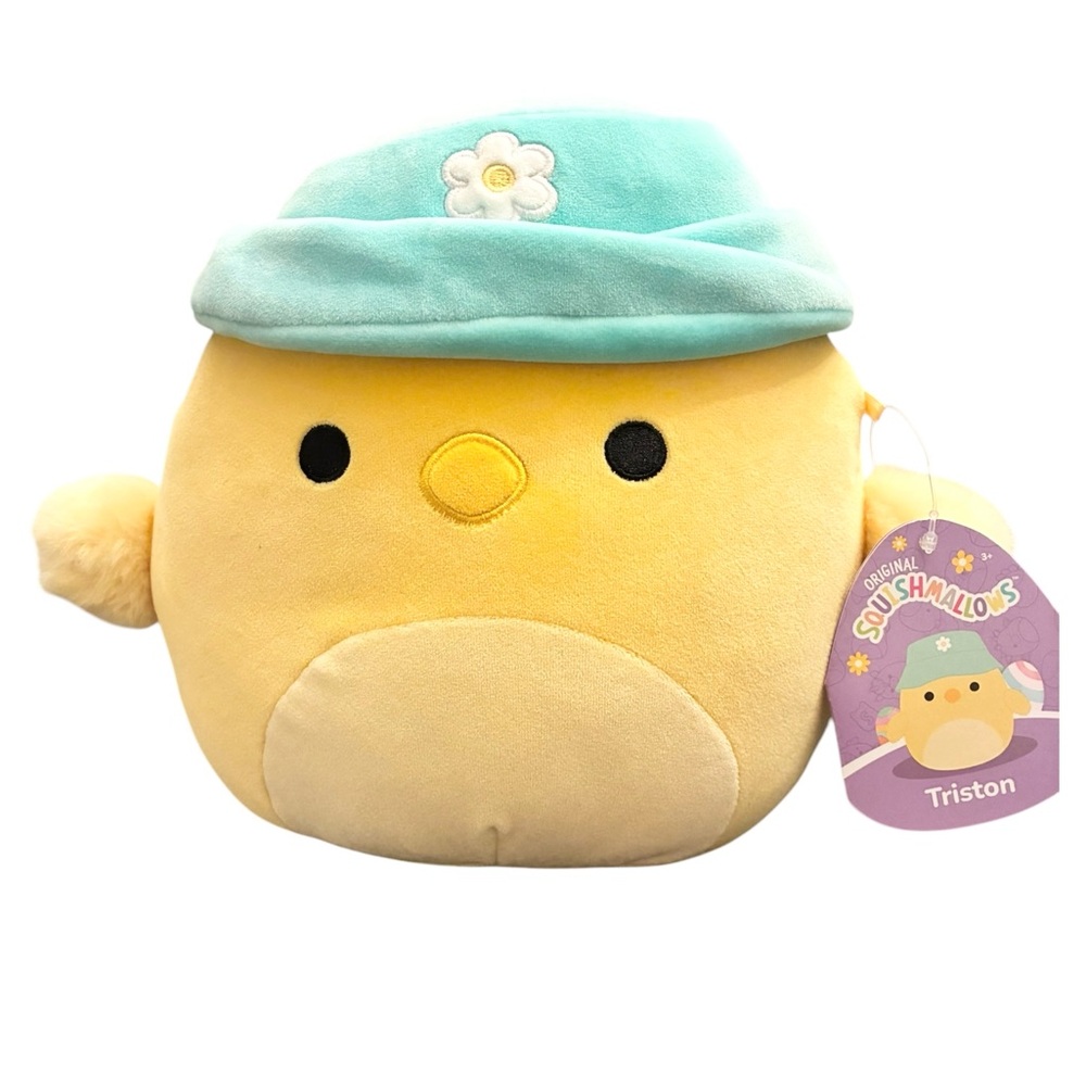 8” Squishmallow Triston the Chick - Easter Edition with Bucket Hat - NWT